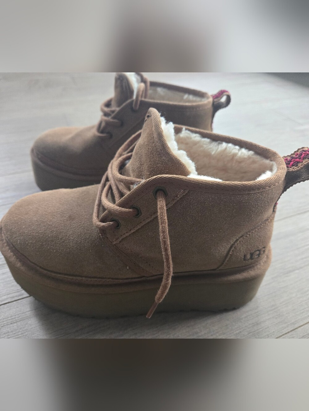 UGG Neumel Suede Shearling-Lined Lace-Up Ankle Platform Boots